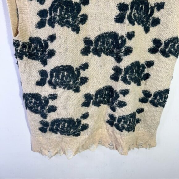 Anthropologie Distressed Floral Sweater Vneck Vest Size Large - Picture 12 of 16